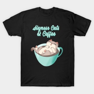 Siamese Cats and Coffee kawaii cute coffee mug T-Shirt